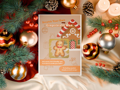 Scratch Your Own Gingerbread Man – Fun and Cute Holiday Novelty for Kids & Adults, Stocking fillers, Chritmas Parties, Xmas Gift - Alternative to Grow Your Own Kits - Gift Envelope Included