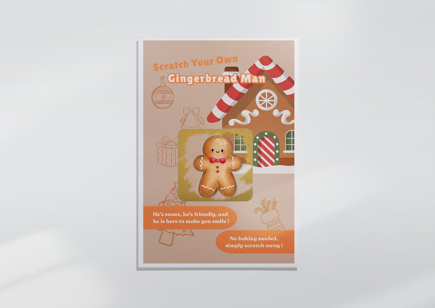 Scratch Your Own Gingerbread Man – Fun and Cute Holiday Novelty for Kids & Adults, Stocking fillers, Chritmas Parties, Xmas Gift - Alternative to Grow Your Own Kits - Gift Envelope Included