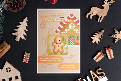Scratch Your Own Gingerbread Man – Fun and Cute Holiday Novelty for Kids & Adults, Stocking fillers, Chritmas Parties, Xmas Gift - Alternative to Grow Your Own Kits - Gift Envelope Included