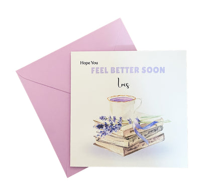Lavender Vibe -Personalised Hope You Feel Better Soon Folded Card, Get Well Card, Thinking of You Card, Sympathy Folded Card