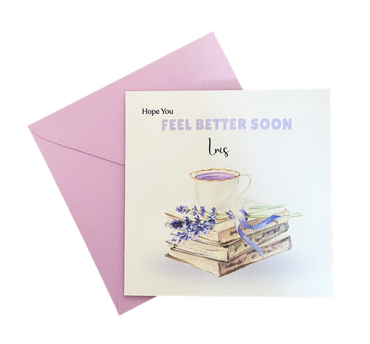 Lavender Vibe -Personalised Hope You Feel Better Soon Folded Card, Get Well Card, Thinking of You Card, Sympathy Folded Card