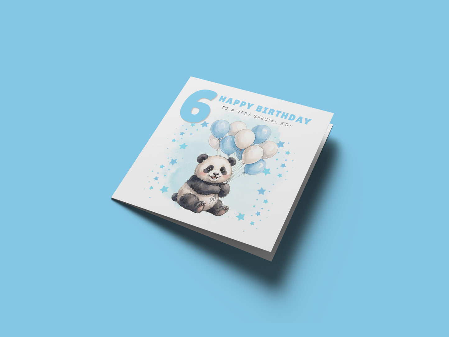 Happy 6th Birthday Card for Boys – Cute Panda Design - Age 6 Years Old Birthday Card for Kids, Children, Boy, Son, Grandson, Nephew– Blue Envelope Included