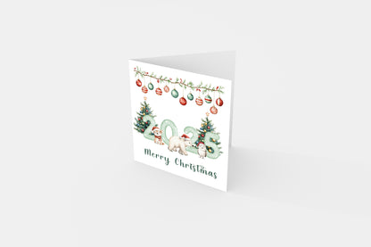 2025 Christmas Card for Kids - Cute Animals Design – 2025 Xmas Card for Son, Daughter, Niece, Nephew, 2nd, 3rd,1st Xmas Card for Baby Boy, Baby Girl, Grandkids, Friend- Red Envelope Included