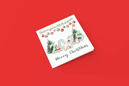 2025 Christmas Card for Kids - Cute Animals Design – 2025 Xmas Card for Son, Daughter, Niece, Nephew, 2nd, 3rd,1st Xmas Card for Baby Boy, Baby Girl, Grandkids, Friend- Red Envelope Included
