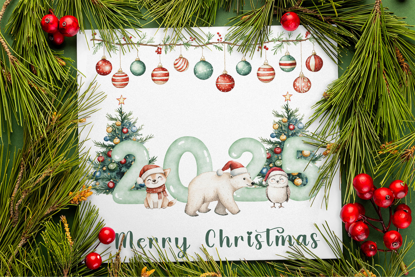 2025 Christmas Card for Kids - Cute Animals Design – 2025 Xmas Card for Son, Daughter, Niece, Nephew, 2nd, 3rd,1st Xmas Card for Baby Boy, Baby Girl, Grandkids, Friend- Red Envelope Included