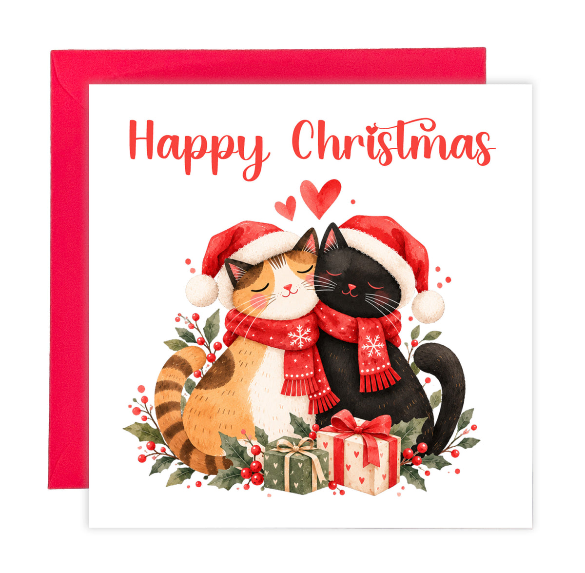 Cute Cat Christmas Card – Happy Christmas Greeting Card for Cat Lovers