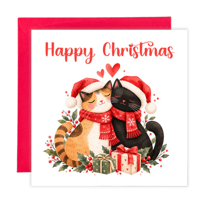 Cute Cat Christmas Card – Happy Christmas Greeting Card for Cat Lovers