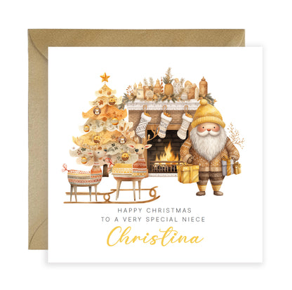 Personalised Christmas Card for Kids – Santa & Reindeer