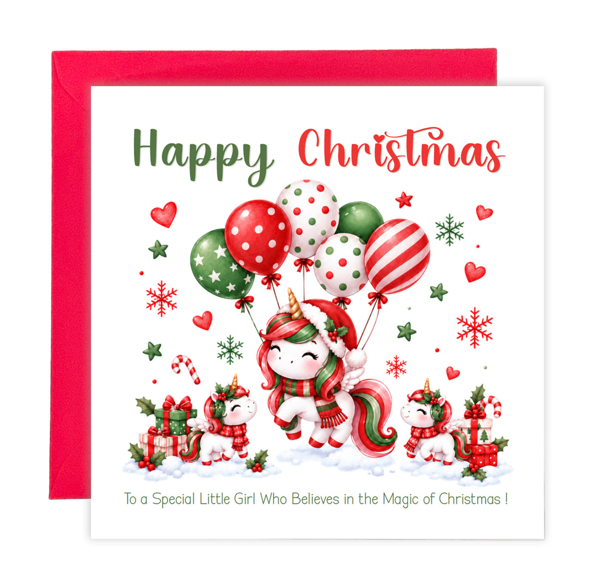 Magical Unicorn Christmas Card – Cute Christmas Card for Girls