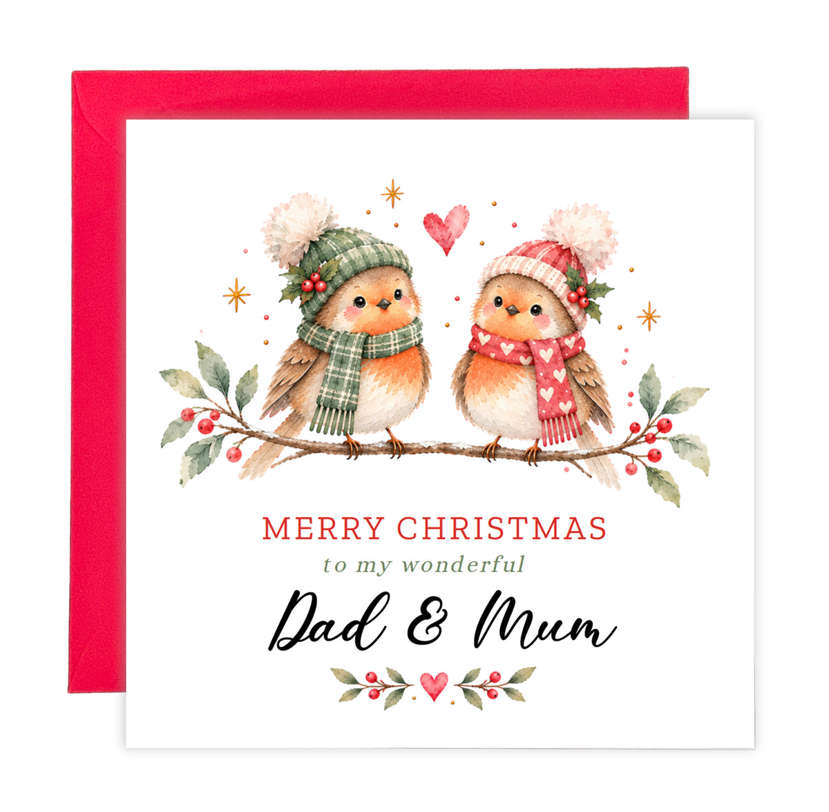 Cute Robin Christmas Card for Mum & Dad – Merry Christmas to My Wonderful Parents