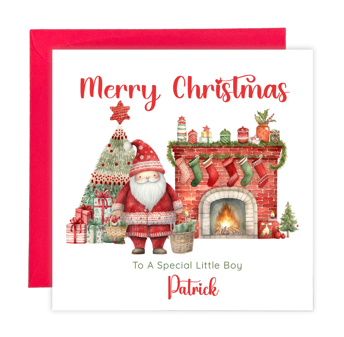 Personalised Christmas Card with Name & Custom Message – Santa Christmas Design