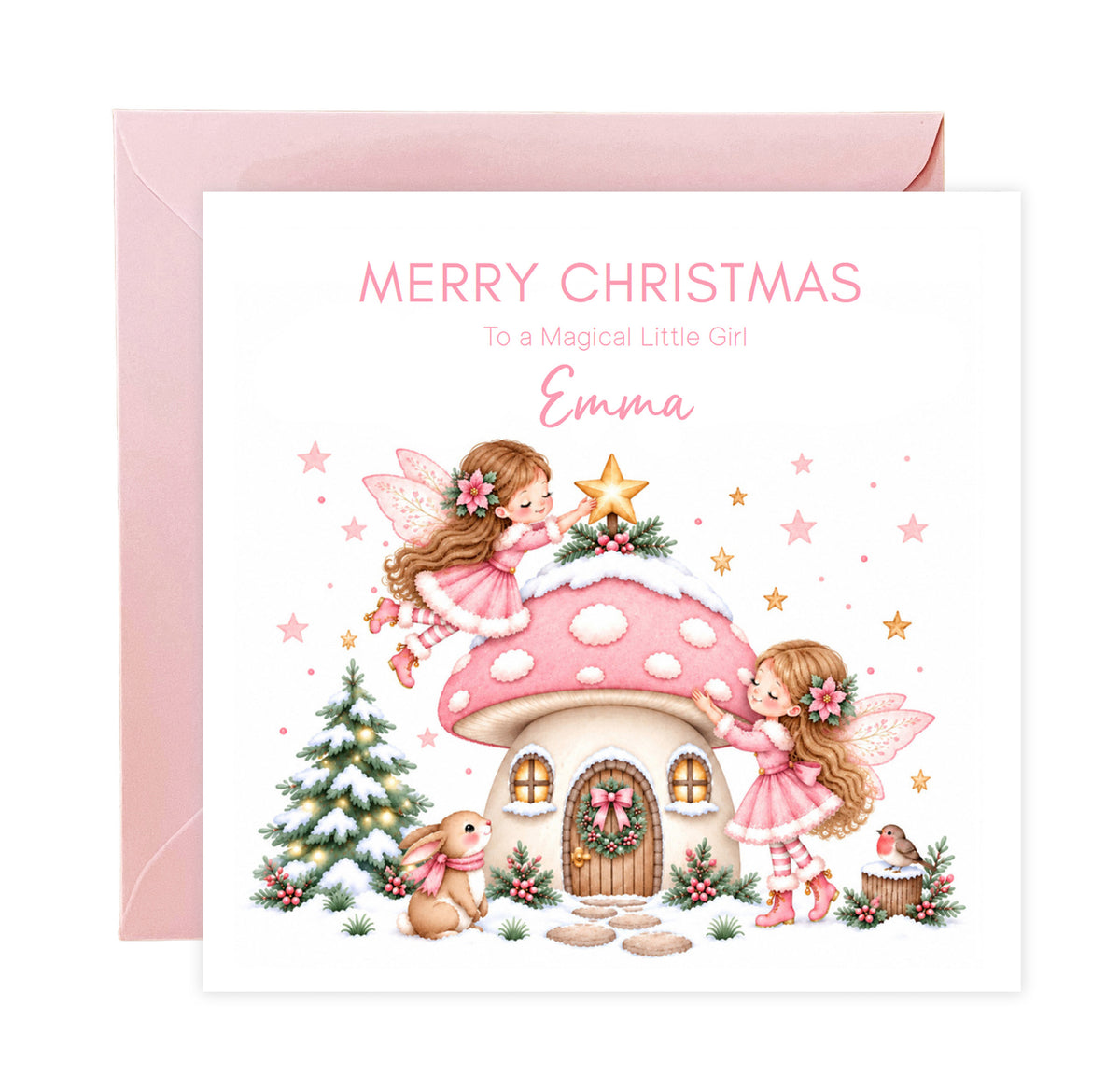 Personalised Magical Fairy Christmas Card for Girls