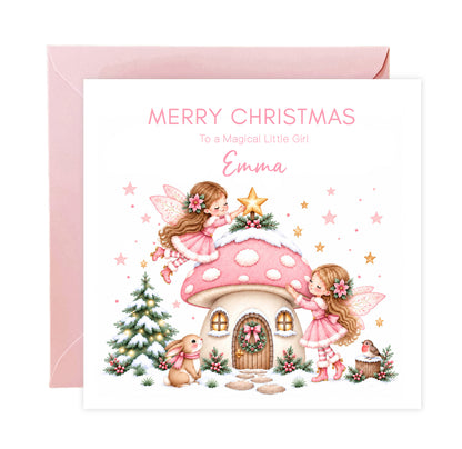 Personalised Magical Fairy Christmas Card for Girls