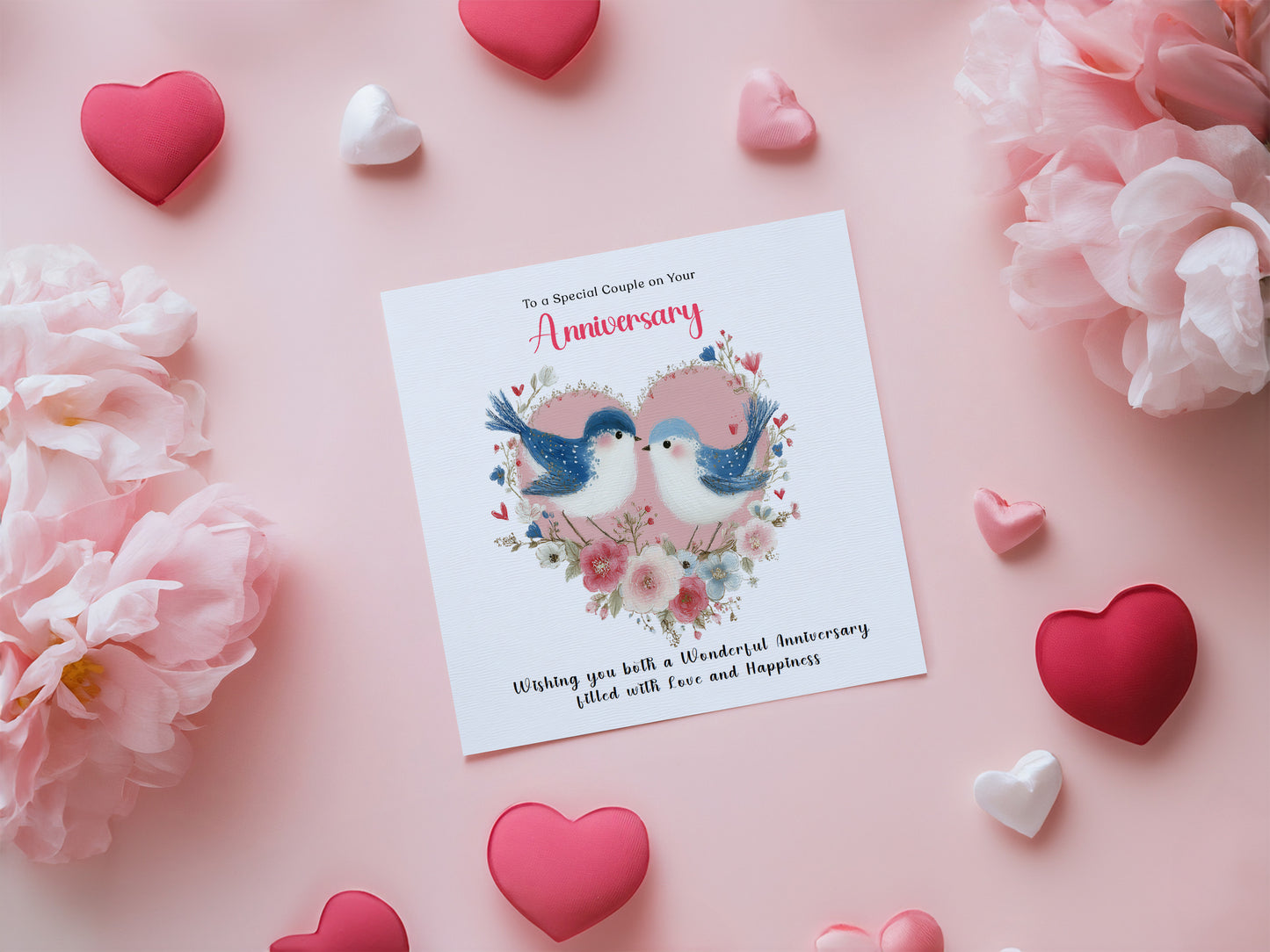 Romantic Love Birds Anniversary Card for Wedding, Dating, Relationship Milestones –1st, 2nd, 3rd, 5th, 10th, 20th - For Him, Her, Wife, Husband, Couples