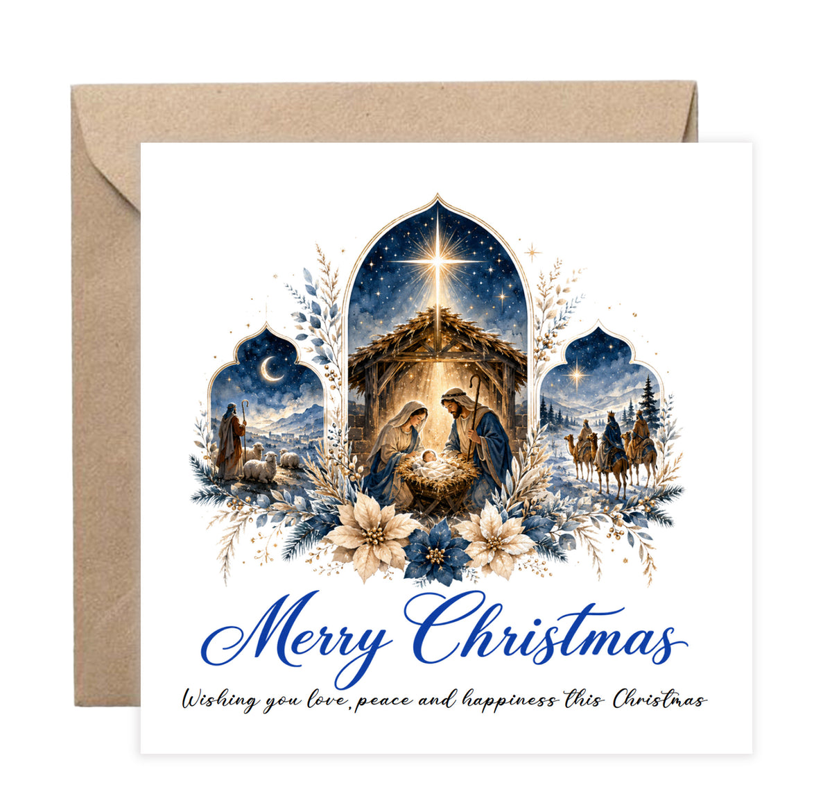 Nativity Christmas Card - Elegant Religious Christmas Greeting Card