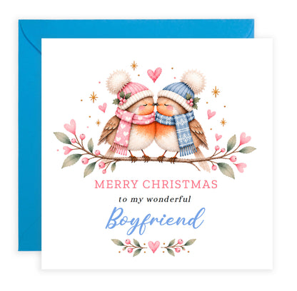 Cute Robin Christmas Card for Boyfriend – Merry Christmas to My Wonderful Boyfriend