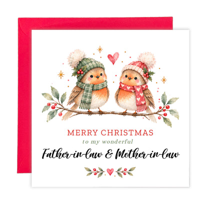 Cute Robin Christmas Card for Father-in-Law & Mother-in-Law – Merry Christmas