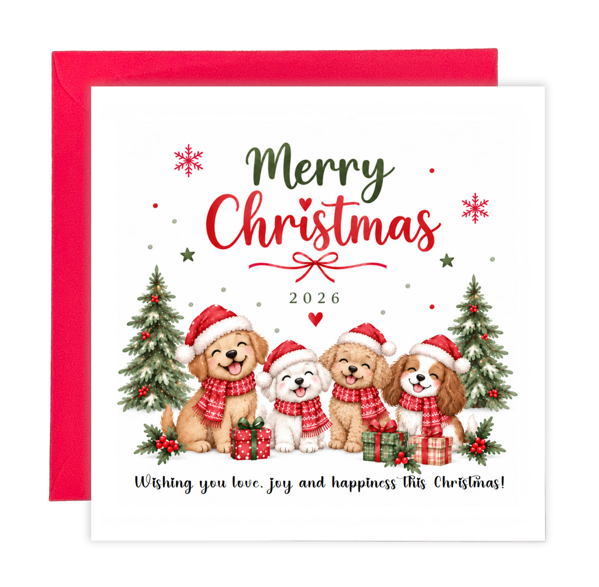 2026 Cute Dog Christmas Card – Festive Puppy Christmas Greeting Card
