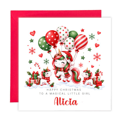 Personalised Magical Unicorn Christmas Card – Cute Christmas Card for Girls