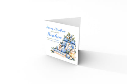 Christmas Card for Nephew –   Blue Festive Xmas Design