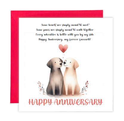 Cute Dogs Anniversary Card with Romantic Poem for Wedding, Dating, Relationship Milestones –1st, 2nd, 3rd, 5th, 10th, 20th - For Dog Lovers, Him, Her, Wife, Husband, Couples