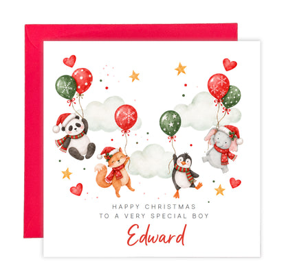 Personalised Christmas Card for Kids – Cute Animal Christmas Card