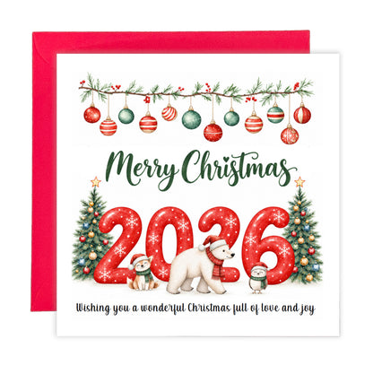 2026 Christmas Card for Kids - Cute Animals Design – 2026 Xmas Card for Son, Daughter, Niece, Nephew, 2nd, 3rd,1st Xmas Card for Baby Boy, Baby Girl, Grandkids, Friend- Red Envelope Included
