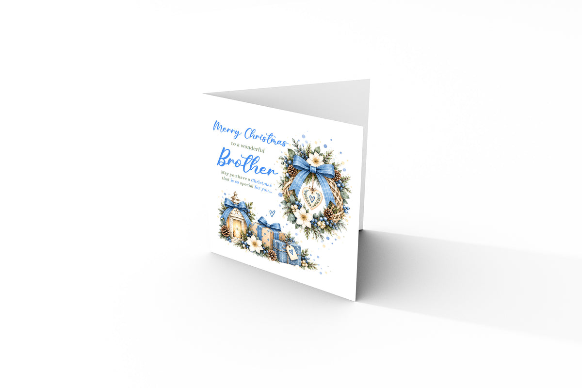Christmas Card for Brother – Blue Festive Christmas Design