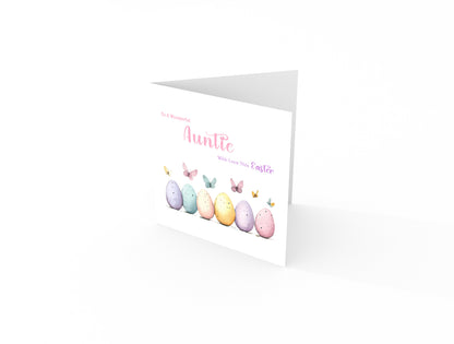 Happy Easter Card with Butterfly with Easter Eggs Design for Mum, Auntie or Grandma –  Spring Easter Car for Her and Family - Pink Envelope Included
