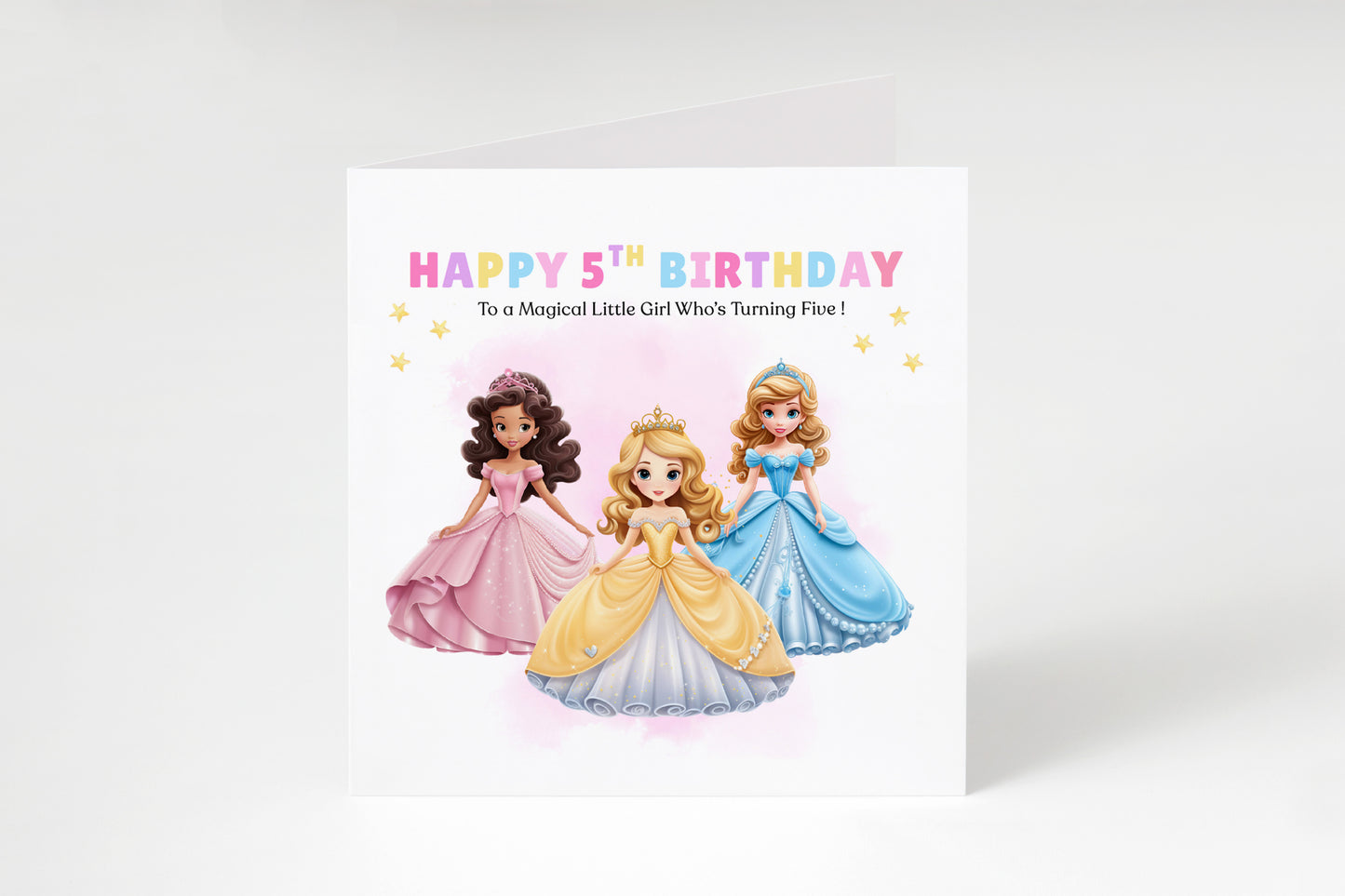 Beautiful Princess Birthday Card for Girls Ages 2, 3, 4, 5, 6, 7, 8-2nd, 3rd, 4th, 5th, 6th, 7th, 8th Birthday for Little Princess, Daughter, Granddaughter, Niece - Pink Envelope Included