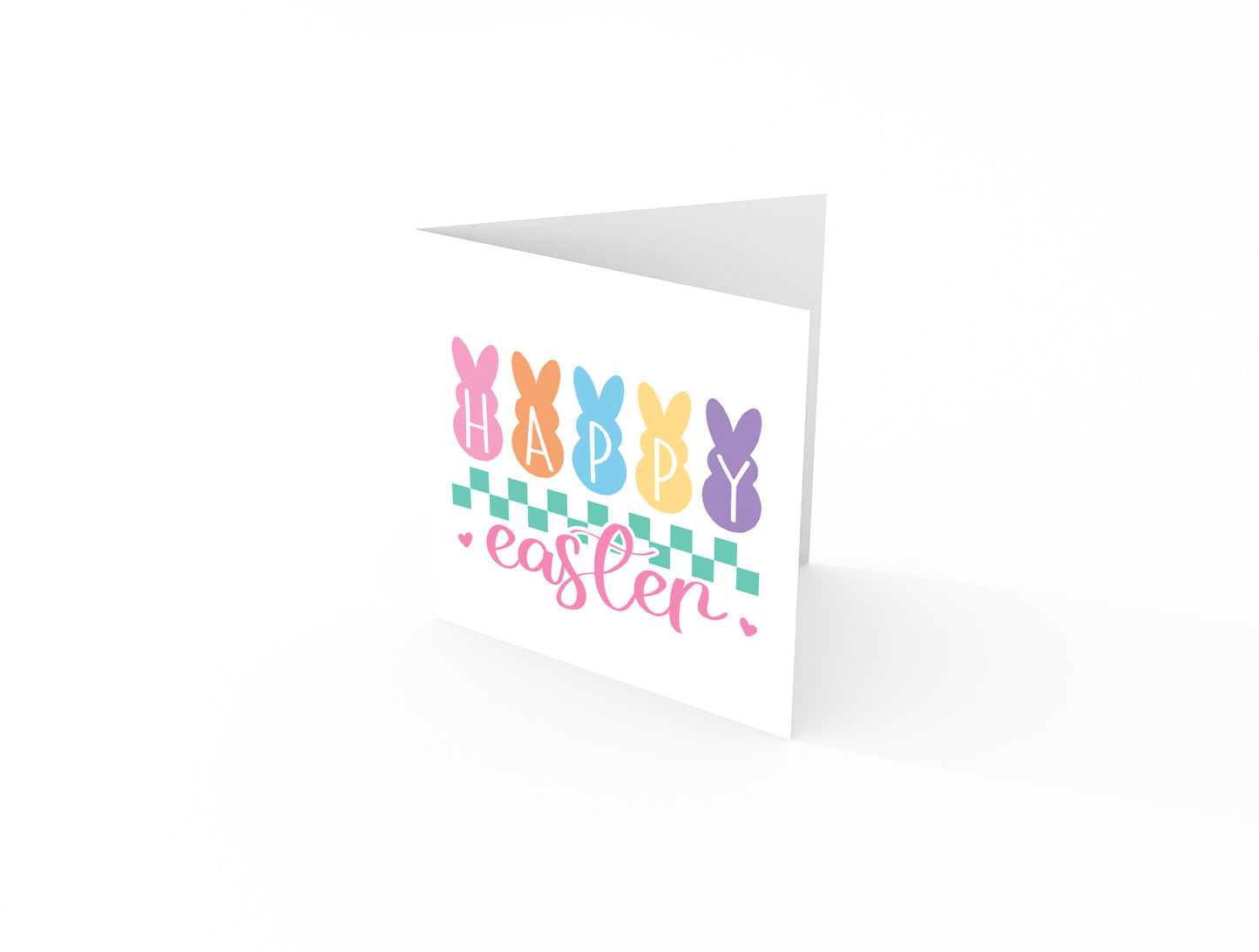 Bunny Happy Easter Card – Spring Holiday Greeting Card – Bunny Letters Easter Card for Family, Girls, Teens, Friends, Kids, Loved Ones - Pink Envelope Included