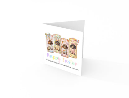 Pastel Dachshund Happy Easter Card – Sausage Dog Easter Card for Dog Lovers, Owners, Boys, Girls , Wife, Husband, Mum, Dad, Grandma, Grandpa, Family - Yellow Envelope Included