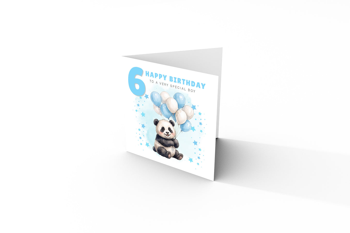 Happy 6th Birthday Card for Boys – Cute Panda Design - Age 6 Years Old Birthday Card for Kids, Children, Boy, Son, Grandson, Nephew– Blue Envelope Included