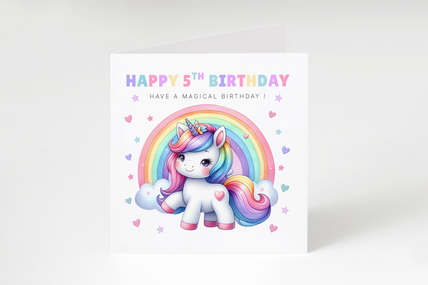 Magical Unicorn Happy Birthday Card Age 5, 5th Birthday 5 Years Old, Fifth Birthday Card for Magical Girls,  Kids, Children, Daughter, Granddaughter, Niece - Purple Envelope Includedughter Granddaughter Niece - Purple Envelope Included
