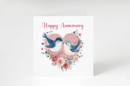 Romantic Love Birds Anniversary Card for Wedding, Dating, Relationship Milestones 1st, 2nd, 3rd, 5th, 10th, 20th 30th - For Him, Her, Wife, Husband, Couples
