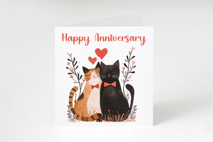 Cute Cats Anniversary Card for Wedding, Dating, Relationship Milestones –1st, 2nd, 3rd, 5th, 10th, 20th - For Cat Lovers, Him, Her, Wife, Husband, Couples
