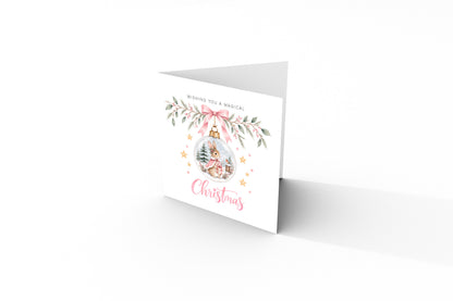 Christmas Card for Girls – Bunny in a Christmas Bauble