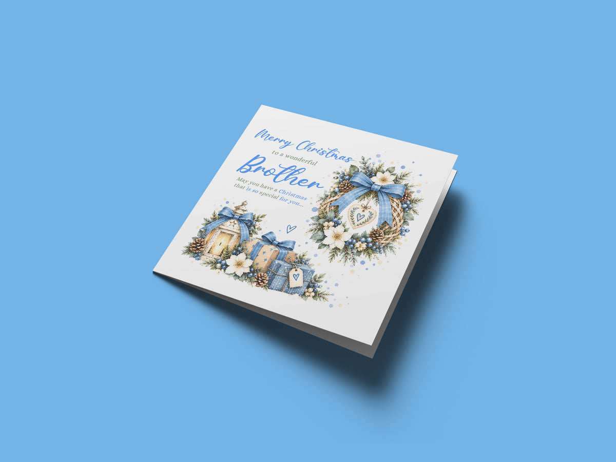 Christmas Card for Brother – Blue Festive Christmas Design