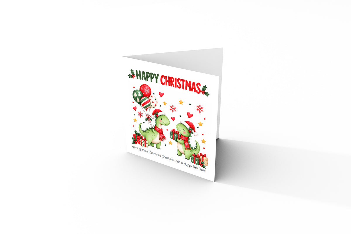 Christmas Card for Boys – Festive Dinosaurs