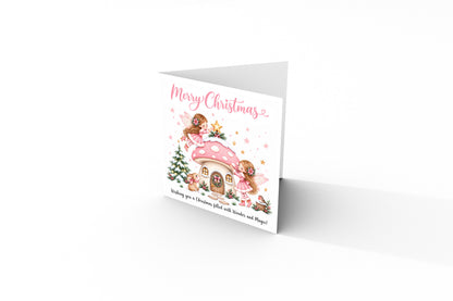 Pink Magical Fairy Christmas Card for Girls