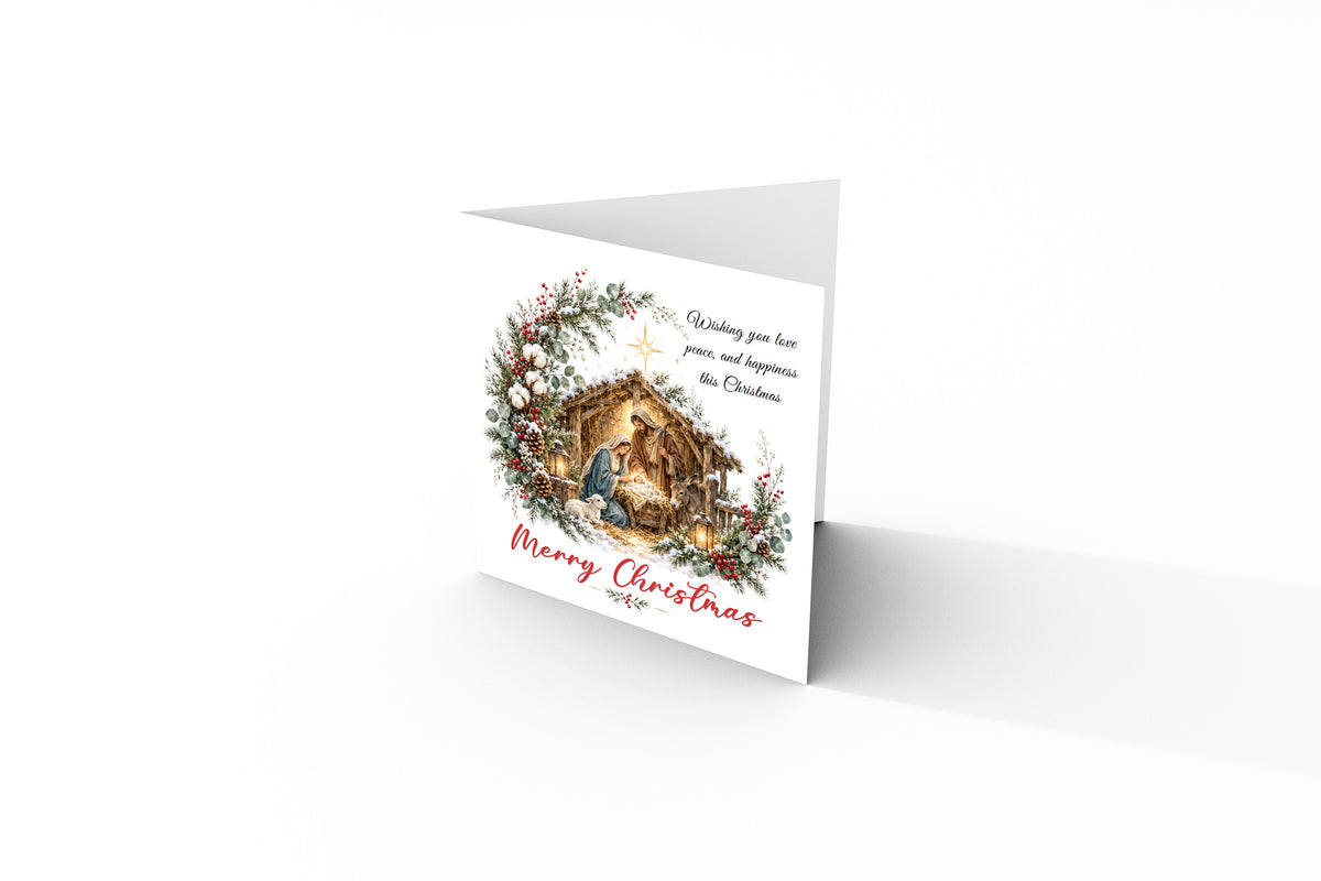 Nativity Christmas Card – Love, Peace & Happiness