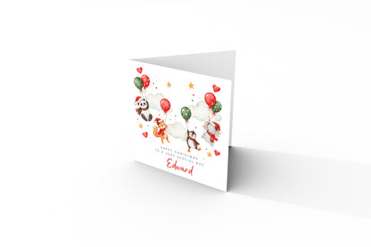 Personalised Christmas Card for Kids – Cute Animal Christmas Card