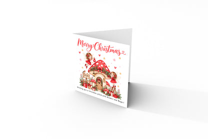 Cute Red Magical Fairy Christmas Card for Girls