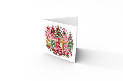 Cute Religious Christmas Trees Card – Merry Christmas 🎄🎀