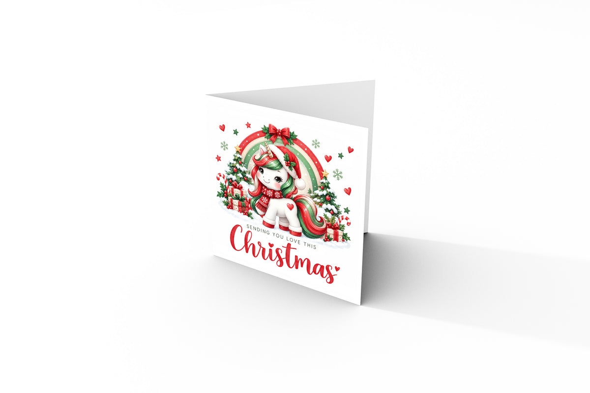 Merry Christmas Card for Girls – Cute Magical Festive Unicorn