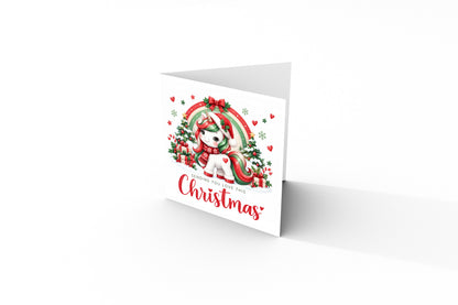 Merry Christmas Card for Girls – Cute Magical Festive Unicorn