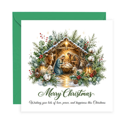 Religious Christmas Card – Nativity Scene & Christmas Blessings 🎄🕊️
