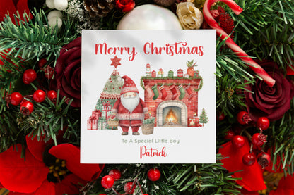 Personalised Christmas Card with Name & Custom Message – Santa Christmas Design