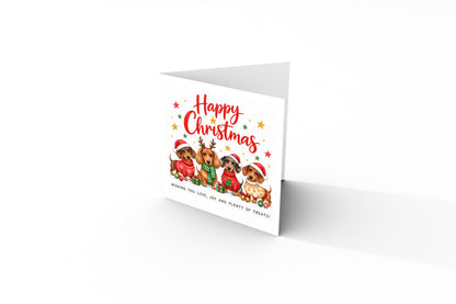 Dachshund Christmas Card for Dog Lovers – Cute Festive Sausage Dogs, Santa & Christmas Design