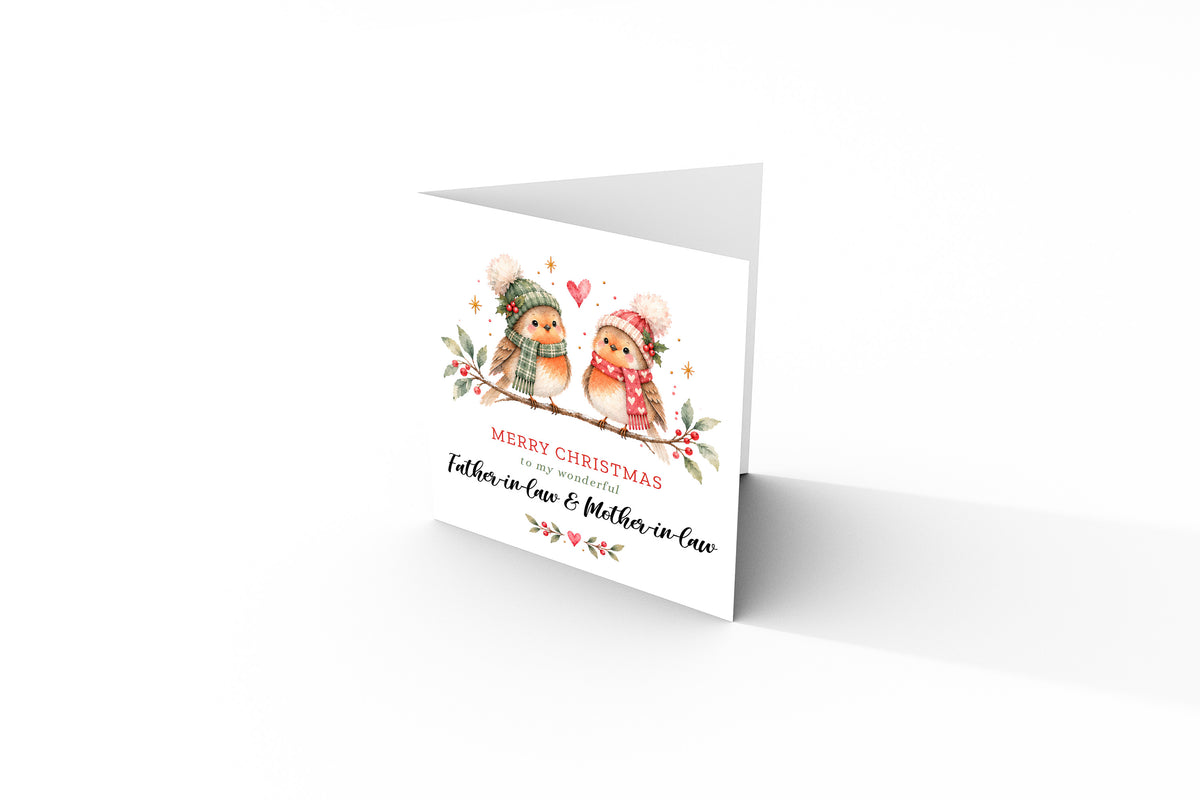Cute Robin Christmas Card for Father-in-Law & Mother-in-Law – Merry Christmas